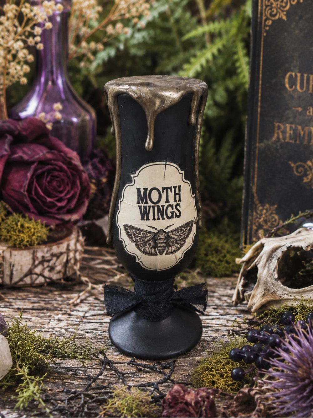 Moth Wings Decorative Potion Bottle Gothic Halloween Decor